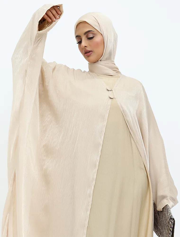 Beige Organza Kimono Set